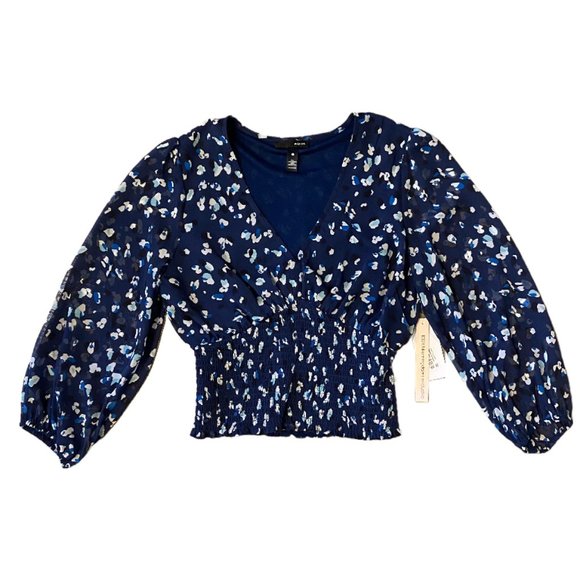 Aqua Tops - NWT AQUA Printed Smocked Top